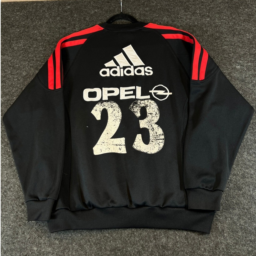 Vintage 90s Adidas AC Milan Opel Training Sweatshirt Mens Large Black Crewneck